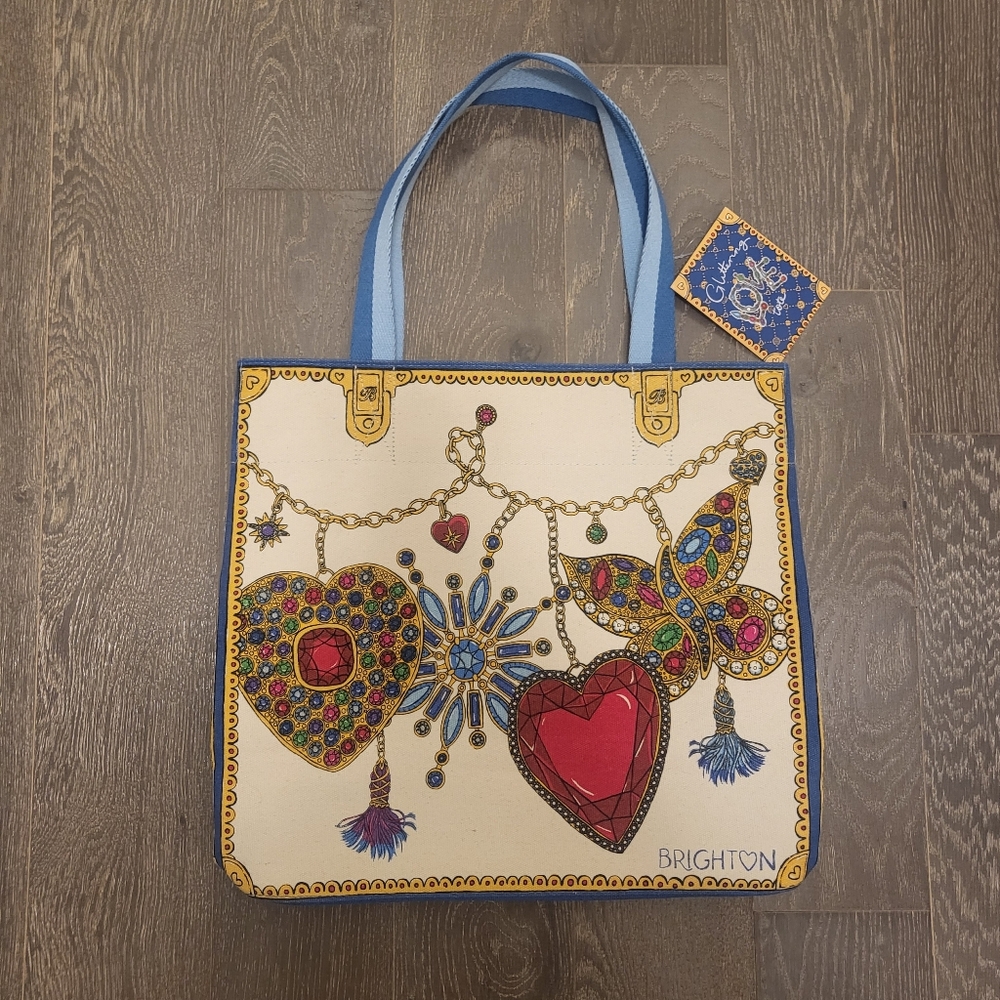 Brighton Colorful Glittering Heart Tote Bag New with Tags